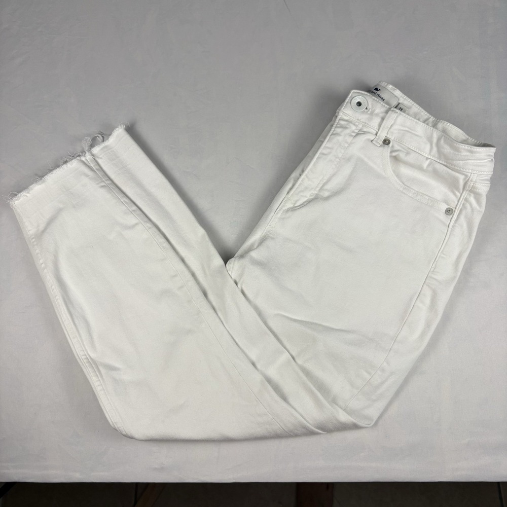 Vineyard Vines High Rise Skinny Jeans Womens 29 White Denim Raw Hem Cropped